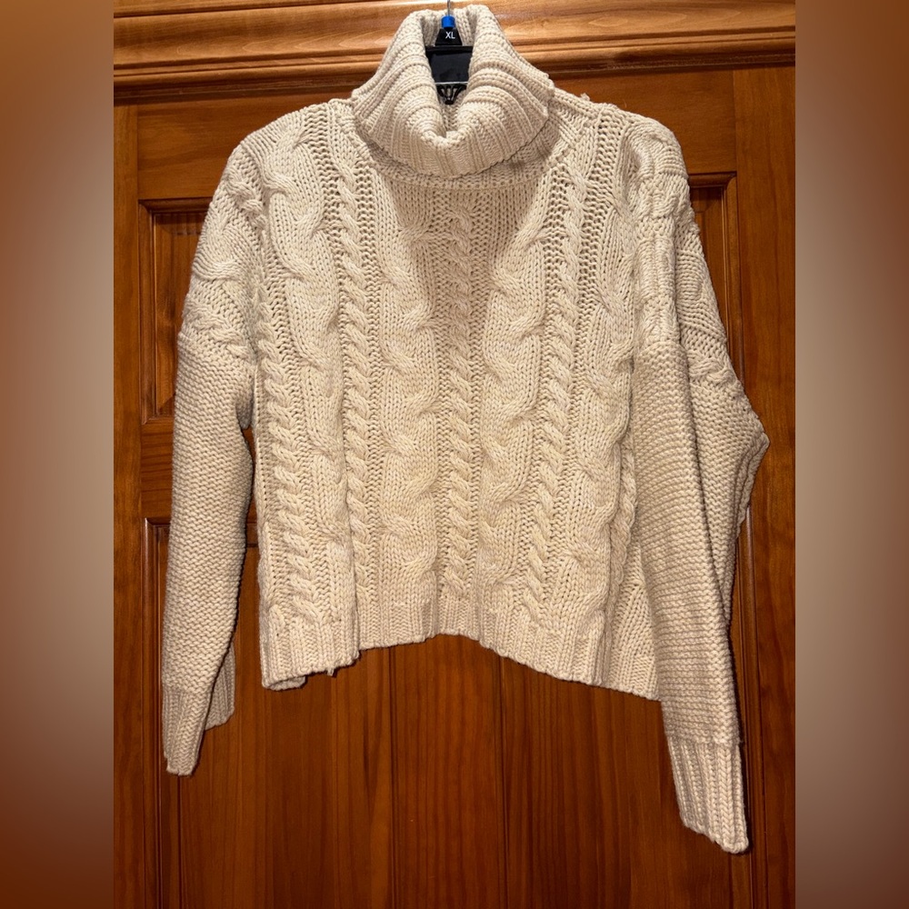 NWT Love Tree Tan Cable Knit Turtleneck Chunky Sweater